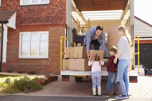 Furniture being loaded for a flat move in London