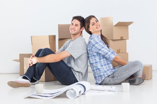 Packed boxes and furniture ready for a London removals job