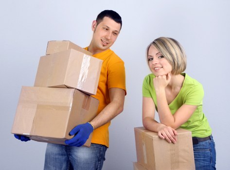 Office relocation items loaded into a van in London