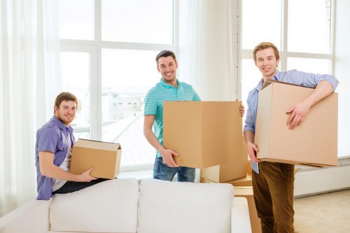 Household belongings loaded into a moving truck in London