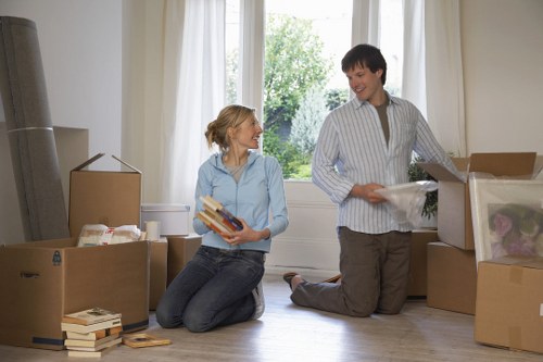 Careful furniture transport in a London residential area