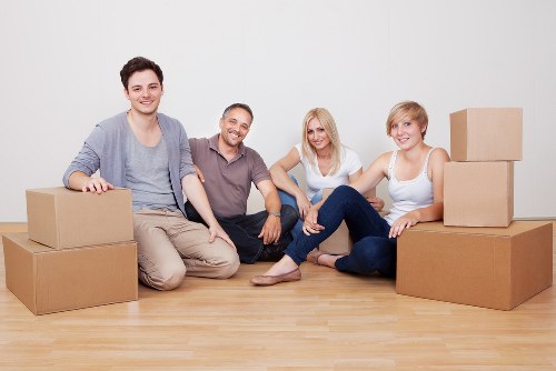 Packed office equipment ready for transport in London