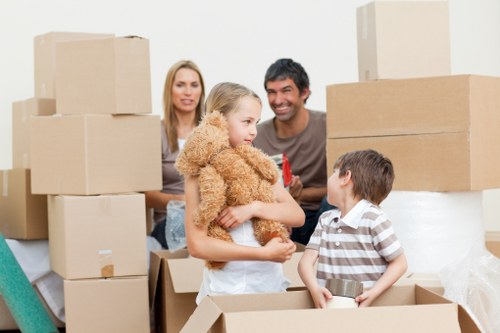 Removal van loading boxes for a home move in London